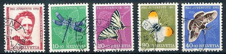 SWITZERLAND  1951 -  Pro Juventure -   Johanna Spyri - Insects   SET   - FINE  USED