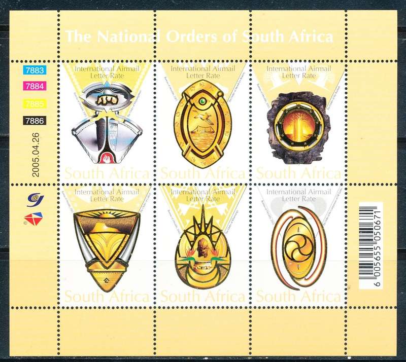 RSA  -  2005 -    Airmail - National Orders of South Africa   FULL SHEET   - FINE  MINT