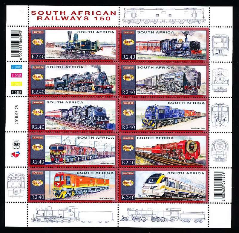 RSA  - 2010 -   South African Railways    FULL SHEET  -  FINE  MINT