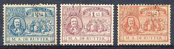NETHERLANDS  1907  -    Admiral Michiel  De Ruyter   FULL  SET    -  FINE   USED