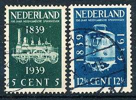NETHERLANDS  1939  -   Anniversary of the Railway FULL  SET   -  FINE USED