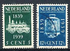 NETHERLANDS  1939  -   Anniversary of the Railway FULL  SET   -  FINE USED