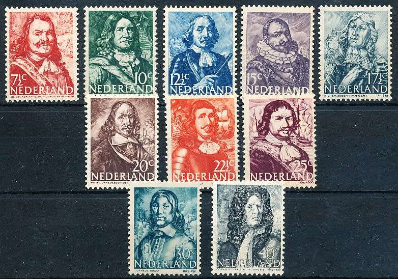 NETHERLANDS  1943  -   Dutch Naval Heroes   FULL  SET   -   MINT
