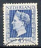 NETHERLANDS  1948  -    Queen Wilhelmina - New Drawing   45c   -  FINE  USED