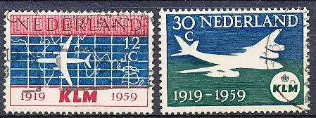 NETHERLANDS  1959  -  Anniversary of KLM   FULL  SET   - FINE USED