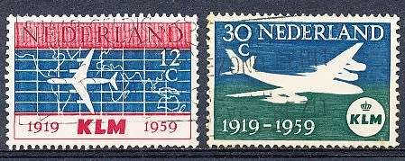 NETHERLANDS  1959  -  Anniversary of KLM   FULL  SET   - FINE USED