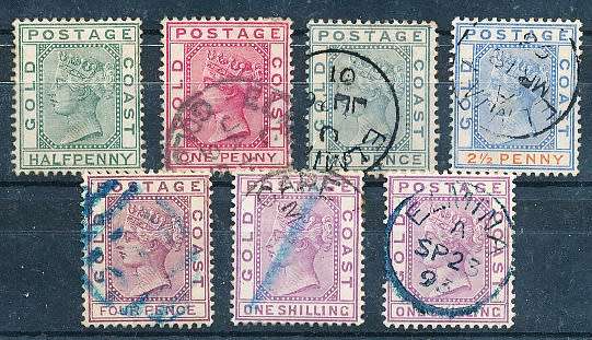 GOLD COAST   1884  -  QVIC   SET to 1 SHILLING    - FINE USED  -  FILL GAPS