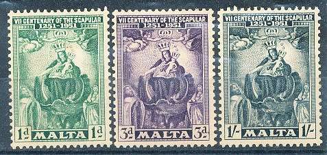 MALTA 1951  -   Anniversary of the Scapular  FULL  SET   -   MINT