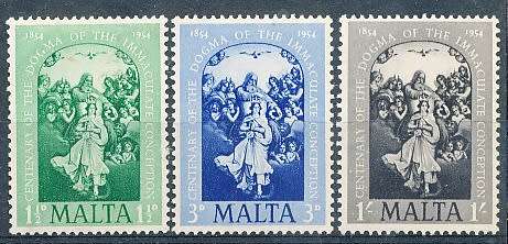 MALTA 1954  -   Dogma  Conception  FULL  SET   -   MINT