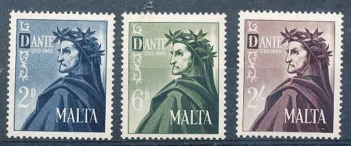 MALTA 1965  -    Birth of Dante   FULL  SET   -   MINT