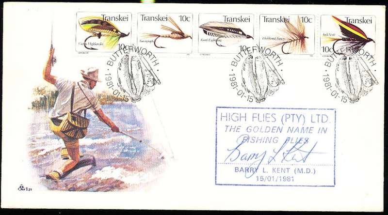 TRANSKEI    1981   -  FISHING FLIES - SIGNED BARRY KENT