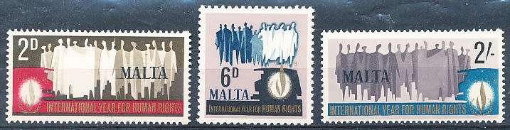 MALTA 1968  -   Year for Human rights  FULL  SET   -  FINE  MINT