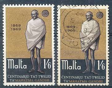 MALTA 1969  -     Mahatma Gandhi -    FULL  SET   -   MINT and USED