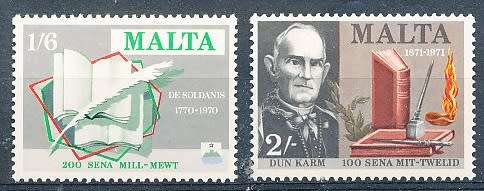 MALTA 1971  -    Writers from Malta  -    FULL  SET   -   MINT