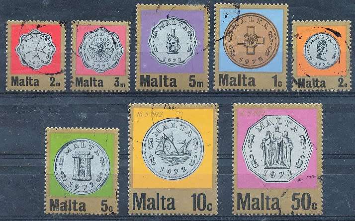 MALTA 1972  -   New Coins -    FULL  SET   -  FINE USED
