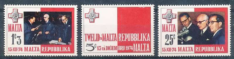 MALTA 1975  -    The Republic Malta  FULL   SET   -   MINT
