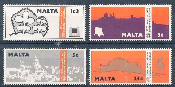 MALTA 1975  -  European Architectural Heritage  FULL   SET   -   MINT
