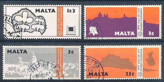 MALTA 1975  -  European Architectural Heritage  FULL   SET   -   FINE USED