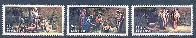 MALTA 1977  -    Christmas Stamps   FULL   SET   -  FINE   MINT