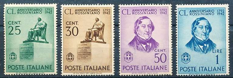 ITALY  1942   -    Birth of Rossini  FULL   SET     -   MINT