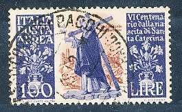 ITALY  1948   -   St. Catherine of Siena  100L    -  FINE USED