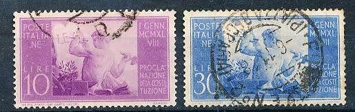 ITALY  1948   - Proclamation of the Constitution  FULL   SET     -  FINE USED