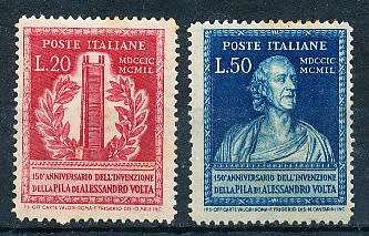 ITALY  1949   -   Invention of the Voltaic Pile   FULL  SET   -  MINT
