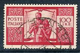 ITALY  1945   -   Democracy  TOP VALUE     -  FINE USED