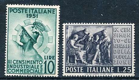 ITALY  1951   -   General Italian Census  FULL   SET     -  MINT