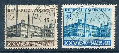 ITALY  1954   -   Lateran Pacts   FULL   SET     -  FINE USED