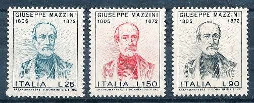 ITALY  1972   -  Death of Mazzini   FULL SET     -  FINE MINT