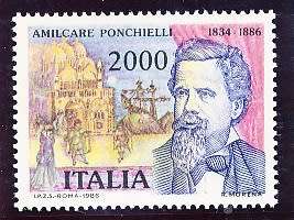 ITALY  1986   -   Death of A. Ponchielli  SINGLE ISSUE     -  FINE  MINT