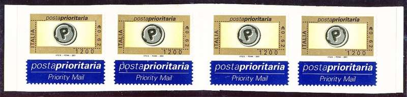 ITALY  2001   - Priority Mail - Self-Adhesive  COMPLETE BOOKLET    -  FINE  MINT