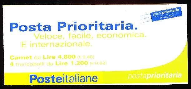 ITALY  2001   - Priority Mail - Self-Adhesive  COMPLETE BOOKLET    -  FINE  MINT