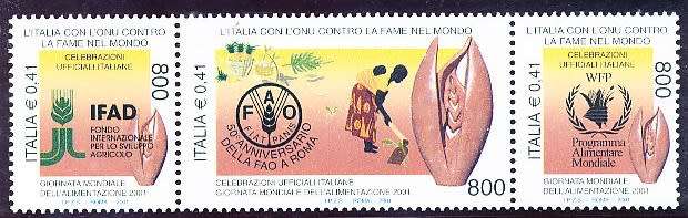 ITALY  2001   -   FAO, IFAD and WFP FULL SET   -  FINE  MINT