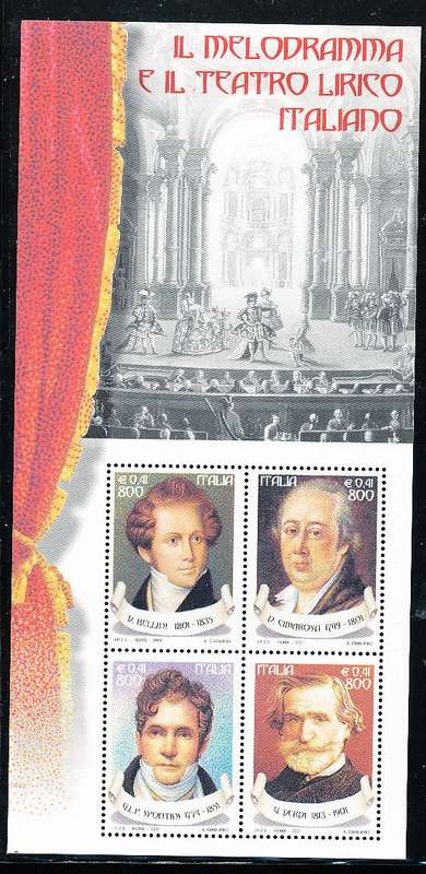 ITALY  2001   -   Italian Lyrical Theatre  MINI-SHEET    -  FINE  MINT