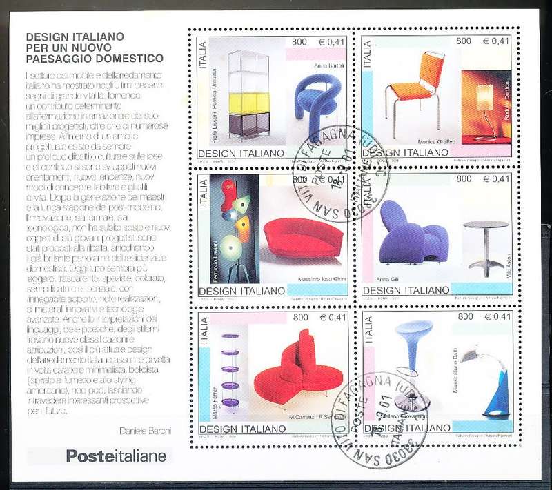ITALY  2001   -   Italian Design  MINI-SHEET    -  FINE  CTO USED
