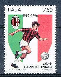 ITALY  1996   -   Football Champions, Milan   SINGLE ISSUE     -  FINE  MINT