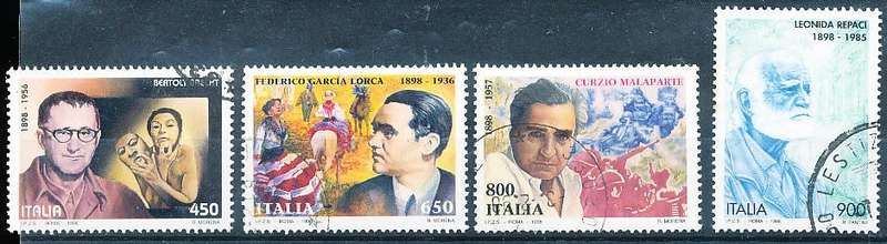ITALY  1998   -    Famous Writers  FULL SET  -  FINE  USED