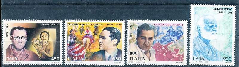 ITALY  1998   -    Famous Writers  FULL SET  -  FINE  MINT