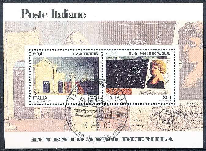 ITALY  2000   -  Art and Science   MINI-SHEET     -  FINE  USED