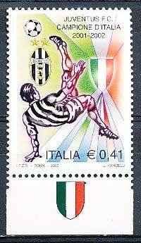 ITALY  2002   -    Juventus Football Team  SINGLE ISSUE    -  FINE  MINT