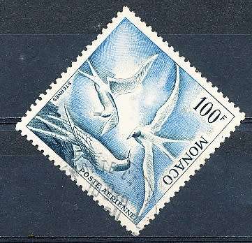 MONACO  1955   -  Airmail - Seabirds  100F      -  FINE USED