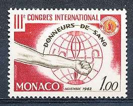 MONACO  1962   -  Blood Donors' Congress  SINGLE ISSUE  - FINE  MINT