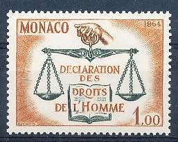 MONACO  1964  -   Declaration of Human Rights  SINGLE ISSUE  - FINE  MINT