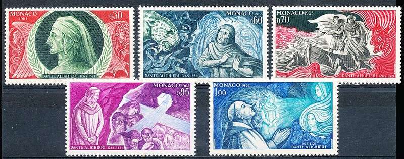 MONACO  1966   -  Birth of Dante   FULL  SET - FINE  MINT