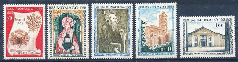 MONACO  1968   -    Nullius Diocesis Abbey   FULL  SET - FINE  MINT