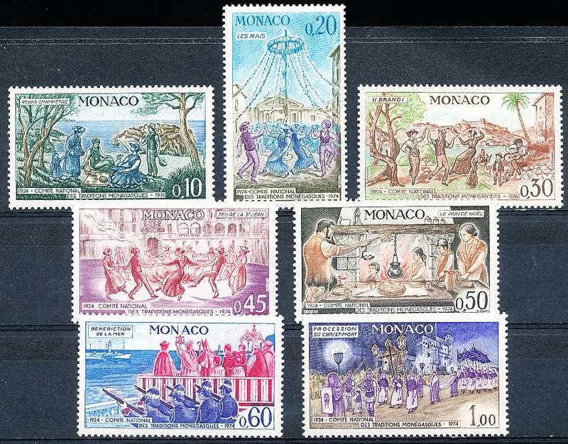 MONACO  1973   -     Monegasque Traditions  FULL SET   - FINE  MINT