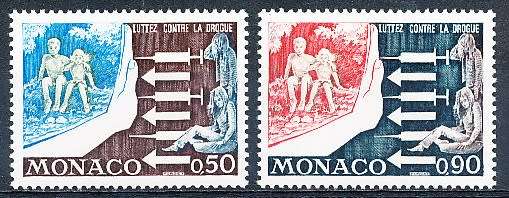 MONACO  1973   -    Campaign Against Drugs FULL SET   - FINE  MINT