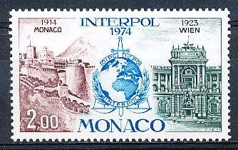 MONACO  1974   -  Anniversary of Interpol  SINGLE ISSUE  - FINE  MINT